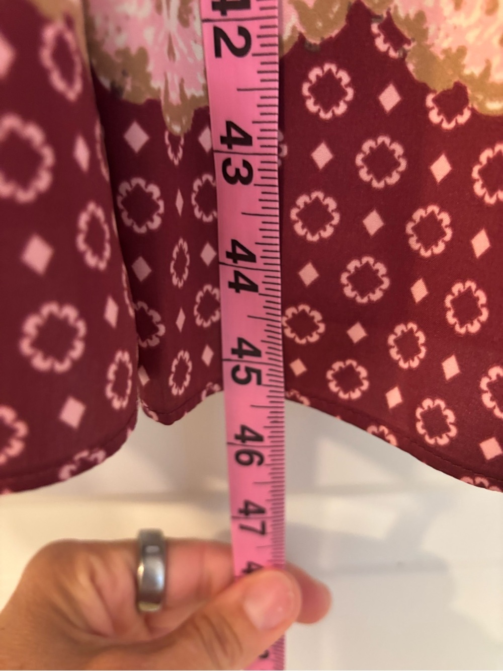 Gal Meets Glam Liza Print Charmeuse Midi Dress Burgundy Boho 10P - Picture 5 of 9